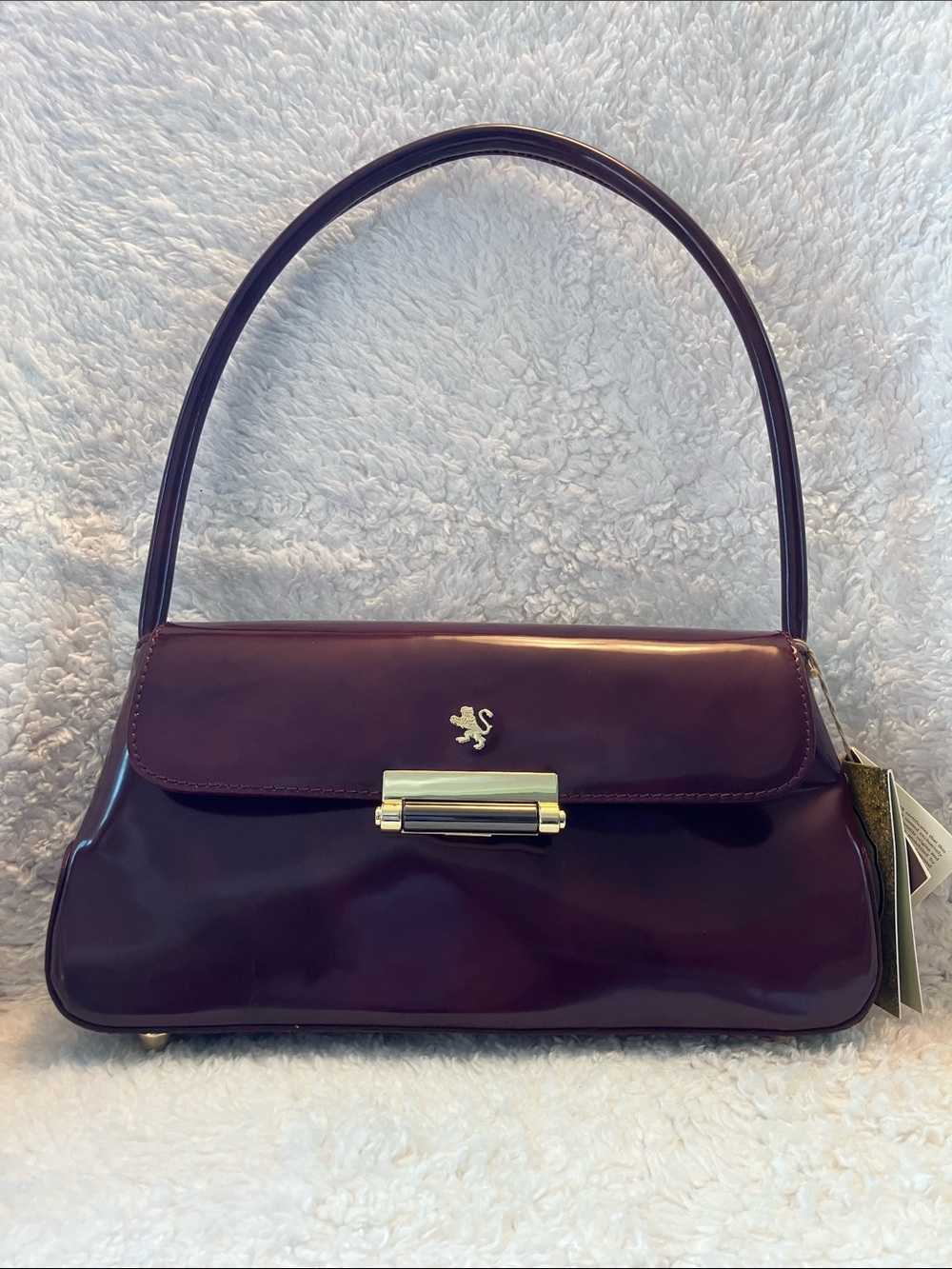 Pratesi Firenze R290 Burgundy Patent Leather Shoulder Bag NWT Made in Italy